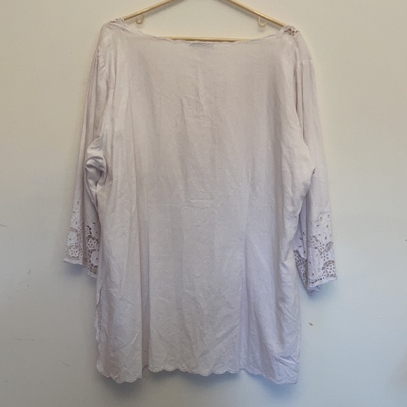 Soft Surroundings NEW White Eyelet Top 54% linen 46% viscose. Size 1X - Picture 9 of 9